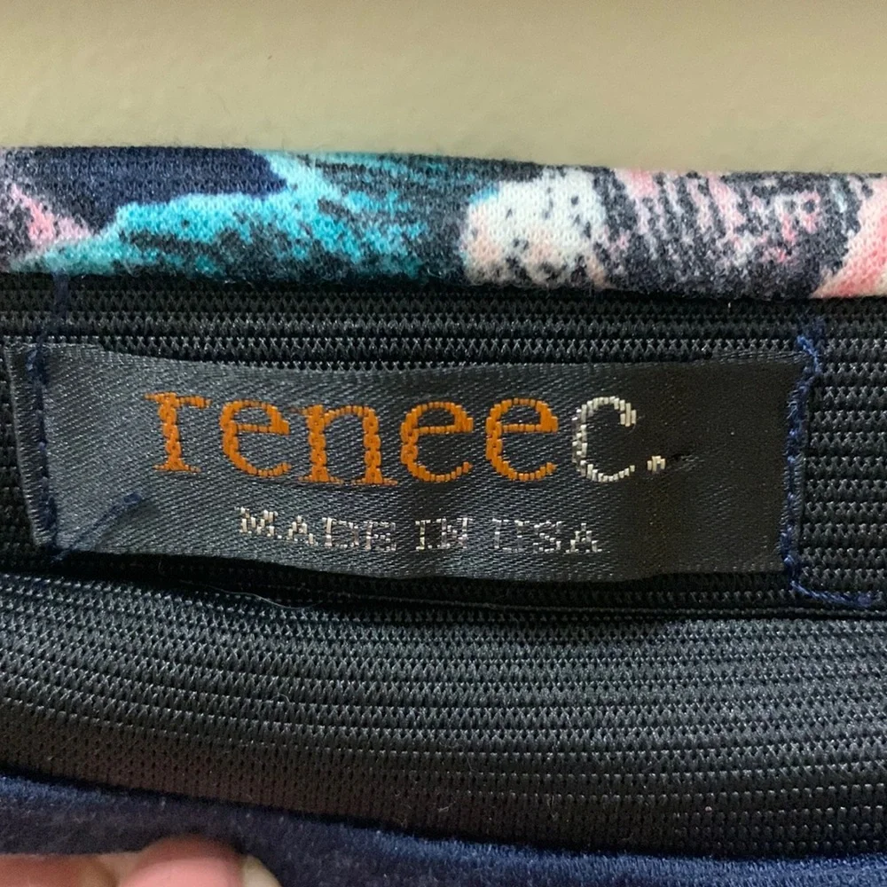 Made in USA Renee C Navy Floral A-line Skirt - Picture 2 of 5